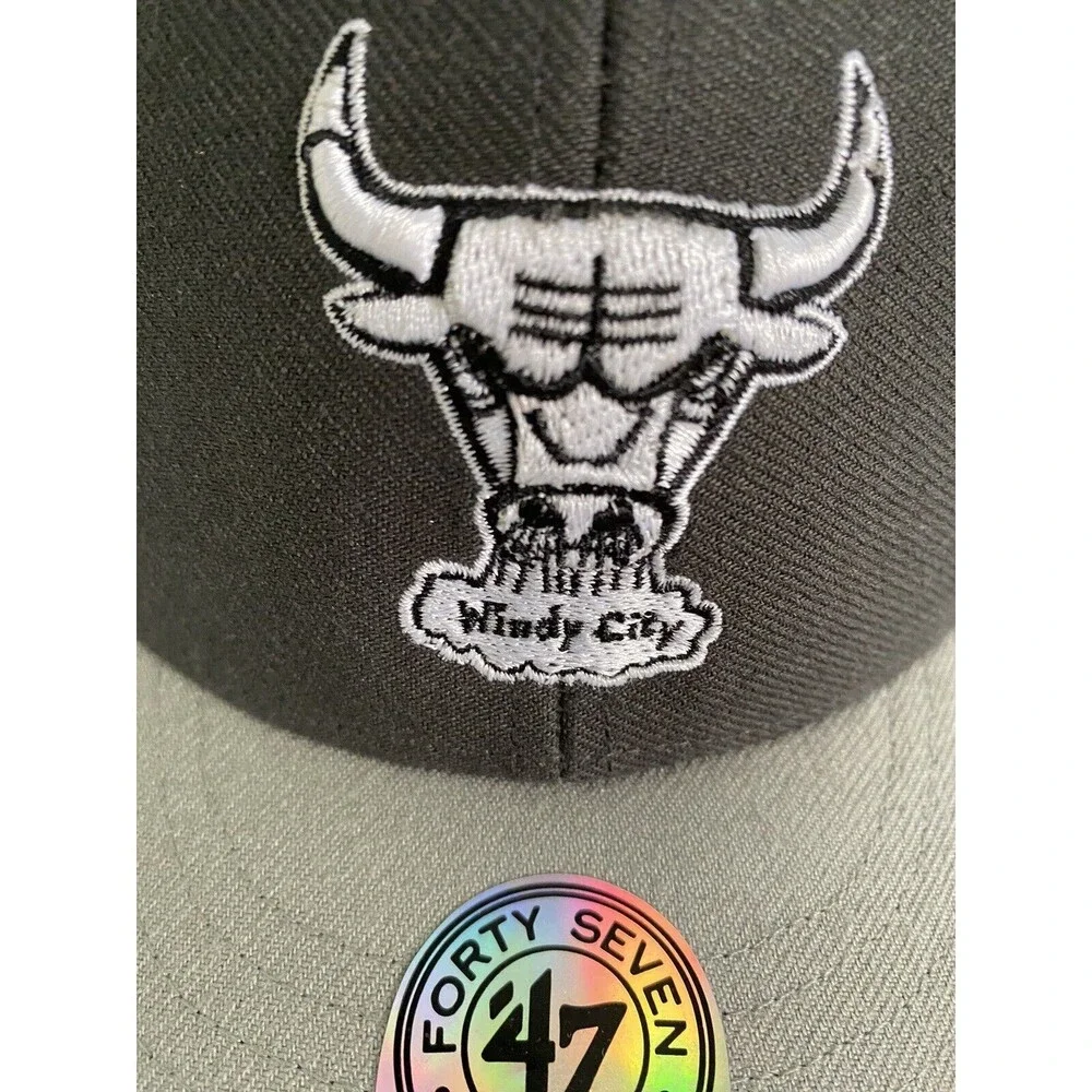 Chicago Bulls Hat Cap Black '47 NBA Basketball Windy City Adjustable